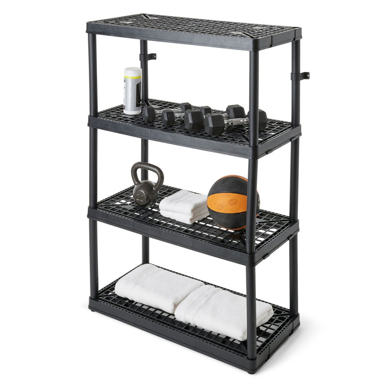 Unité de rangement robuste et ventilée à hauteur fixe à 4 tablettes Grace Living, noir, H 54,5 po x l 36 po x P 18 po