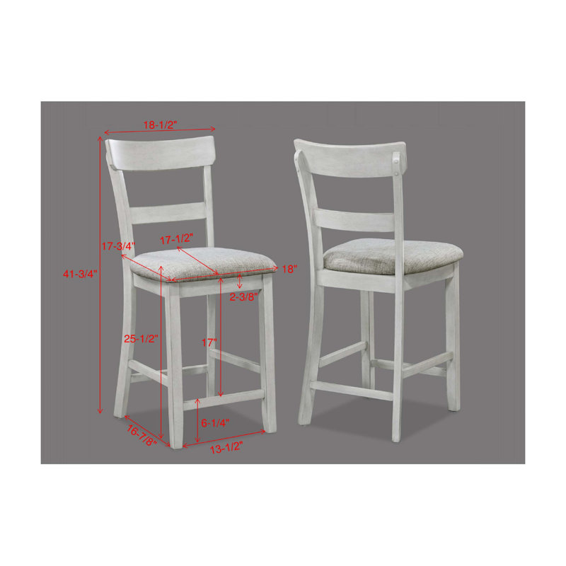 Rustic Farmhouse Transitional 5-Piece Counter Height Dining Set Square Table Linen Look Fabric Upholstered Chair Seat Wooden