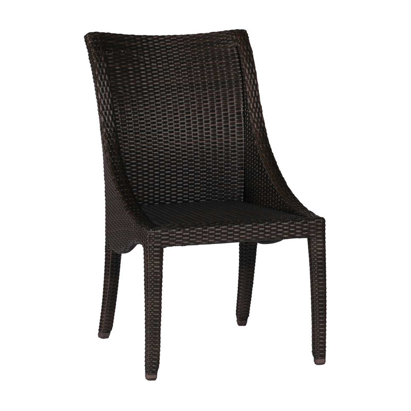 Athena Patio Dining Side Chair with Cushion, Black Walnut, No Welt, Intermix Bark
