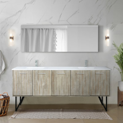 Meuble-lavabo double 80 po Rustic X P 20 po D, ensemble en marbre de culture et robinet chromé