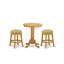 Ensemble de table de salle à manger à hauteur de comptoir 3 pièces comprenant une table de cuisine ronde avec piédestal et 2 tabourets sans dossier, chêne-1484387578