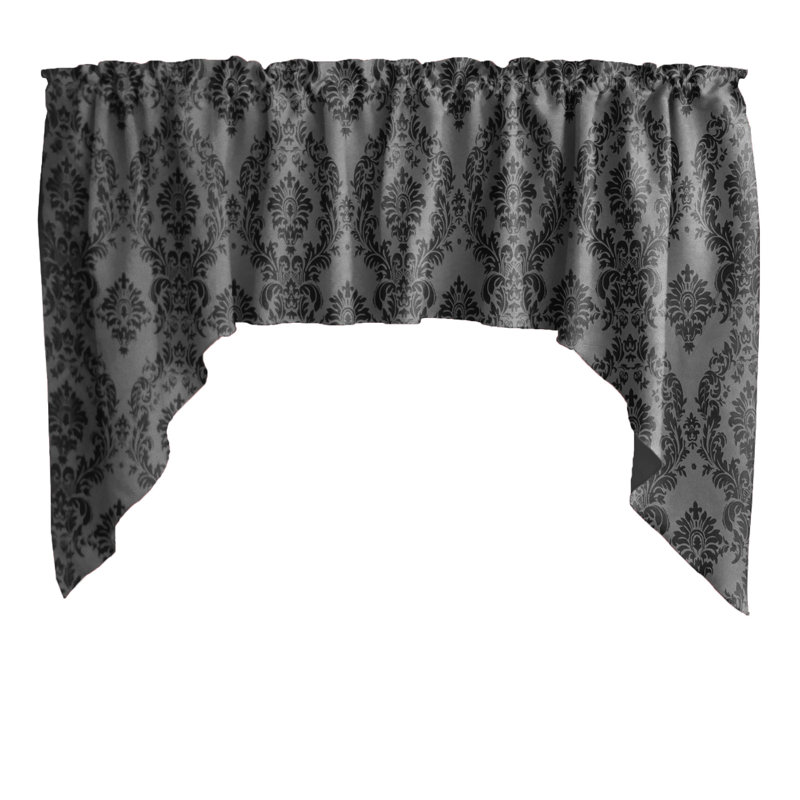 Cantonnière damas, Noir / gris