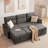 84'' Upholstered Sleeper Sofa L Shape Sofa Bed With Storage and USB-1328909081