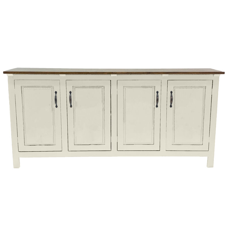 Modern Solid Wood Sideboard Buffet, Soft White, 35" H x 70" W x 18" D