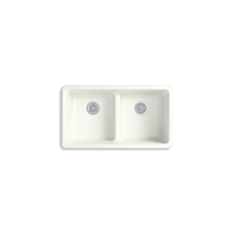 IronTones Kohler 33" L x 18.75" W Drop-in Smart Divide Double-Equal Kitchen Sink, Indigo Blue