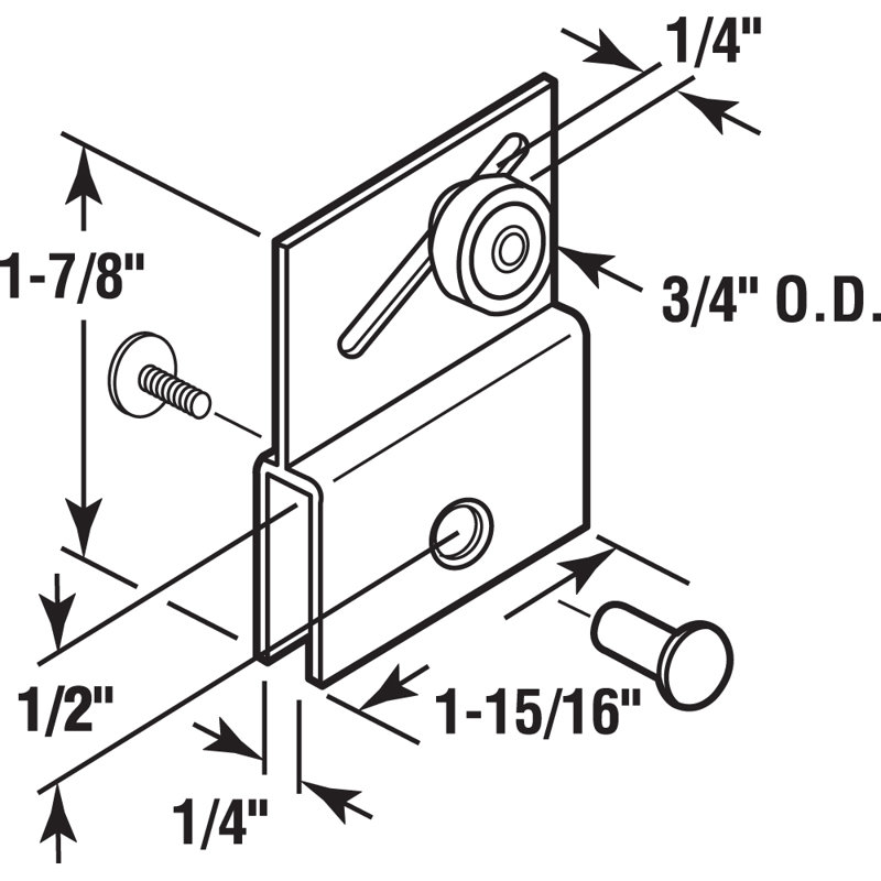 Support de porte de douche coulissante sans cadre, 3/4 po, roulette en plastique, roulements à billes en acier (paquet de 2)