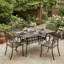 Table de salle à manger en aluminium résistante aux intempéries résistante aux égratignures 59 pouces avec trou de parasol pré-percé convenant à 6 personnes pour le jardin