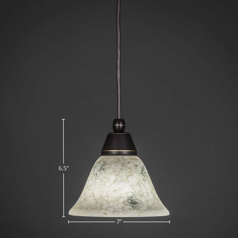 Cord Mini Pendant, Chrome Finish, 7″ Italian Marble Glass, Chrome, 7" W, Italian Marble Glass