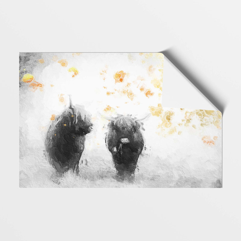Two Highland Cows - Frameless Print, 42 cm H x 59.4 cm W