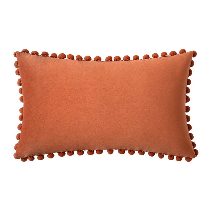 Housse de coussin en velours, Orange, Rectangle 14 po x 20 po, Polyester