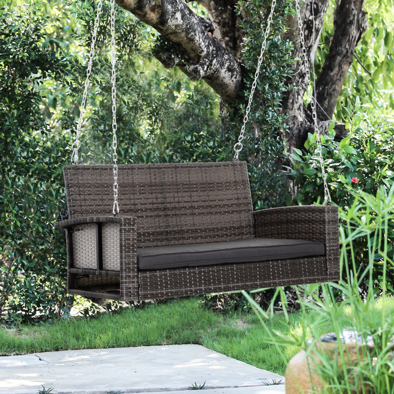 Banc de balançoire gris pour 2 personnes avec capacité de 550 lb pour chaise de jardin et de patio Balançoire