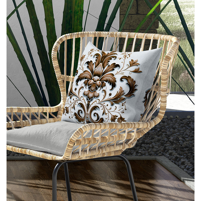 Coussin en voile Vintage, H 16 po x l 16 po, Bleu / café