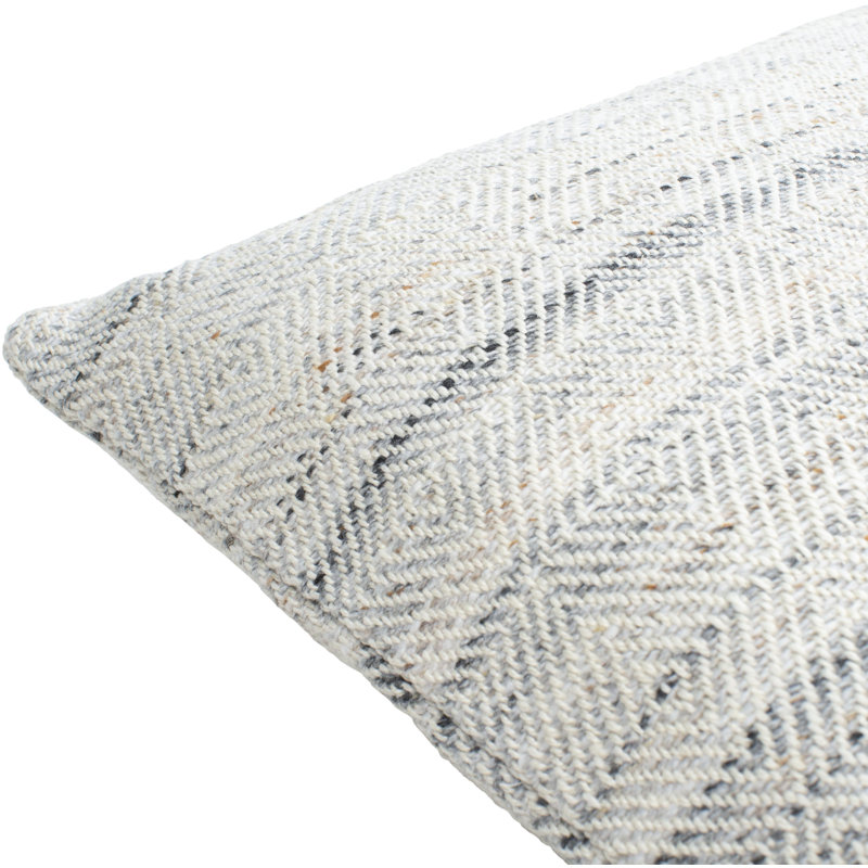 Housse et insert de coussin décoratif carré intérieur / extérieur Boulder, Gris / noir / crème, H 20 po x l 20 po, polyester