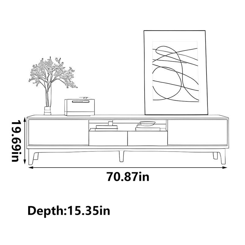 Meuble télé avec rangement simple, 70.87"