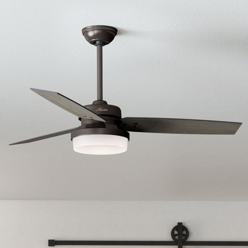 52" Sentinel 3 -Blade Standard Ceiling Fan with Remote Control and Light Kit Included, Premier Bronze