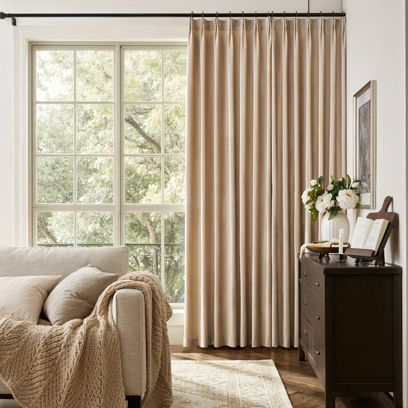 Luxury Velvet Pinch Pleated Blackout Curtains - Room Darkening Thermal Insulated Back Tab Soundproof Drapes with Hooks+Rings (set of 2)