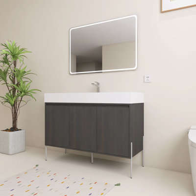 Ensemble de meuble-lavabo simple autoportant 48 po avec plateau en résine Goxhill