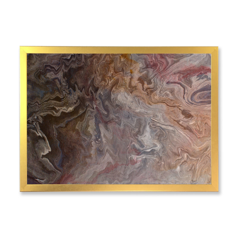 «Liquide Waves In Shades Of Grey II», reproduction sur toile flottante, Encadrement doré, H 30 po x l 40 po x P 1,5 po