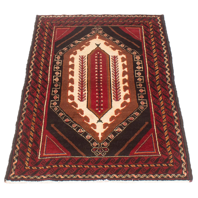 Tapis unique rouge de style années 1990 3 pi 3 po x 6 pi One-of-a-Kind