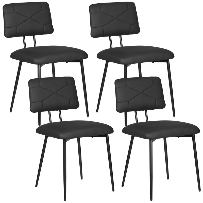 Shen Modern Upholstered Dining Chairs Set Of 4, PU Leather Kitchen Chairs With Padded Seat And Backrest, Mid-Century Modern Armless Side Chairs With Metal Legs, Accent Dining Room Chairs For Kitchen, Living Room, Apartment