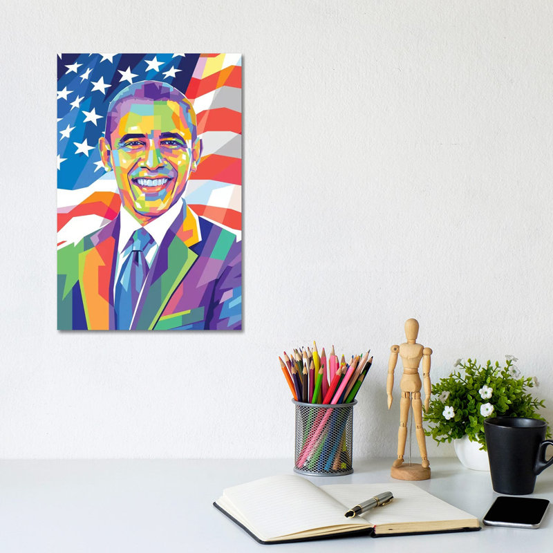 " Barack Obama " by Dayat Banggai, No Mat, Wrapped Canvas, 12" H x 8" W x 0.75" D