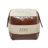 Brown Canvas Text Stuffed Pouf with Leather Accents
