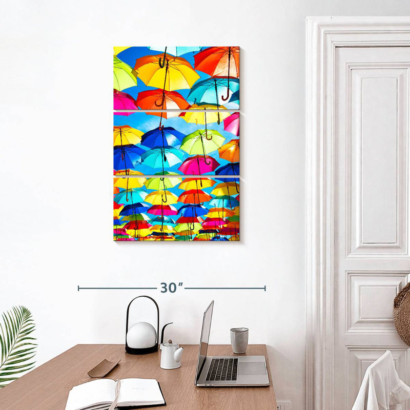 Kerner Colourful Umbrellas - Blue Sky, 32" H x 20" W
