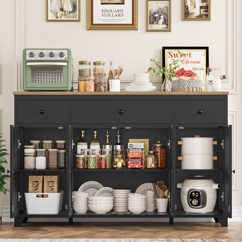 Tanyeli 55.1" W Manufactured Wood Sideboard, Black