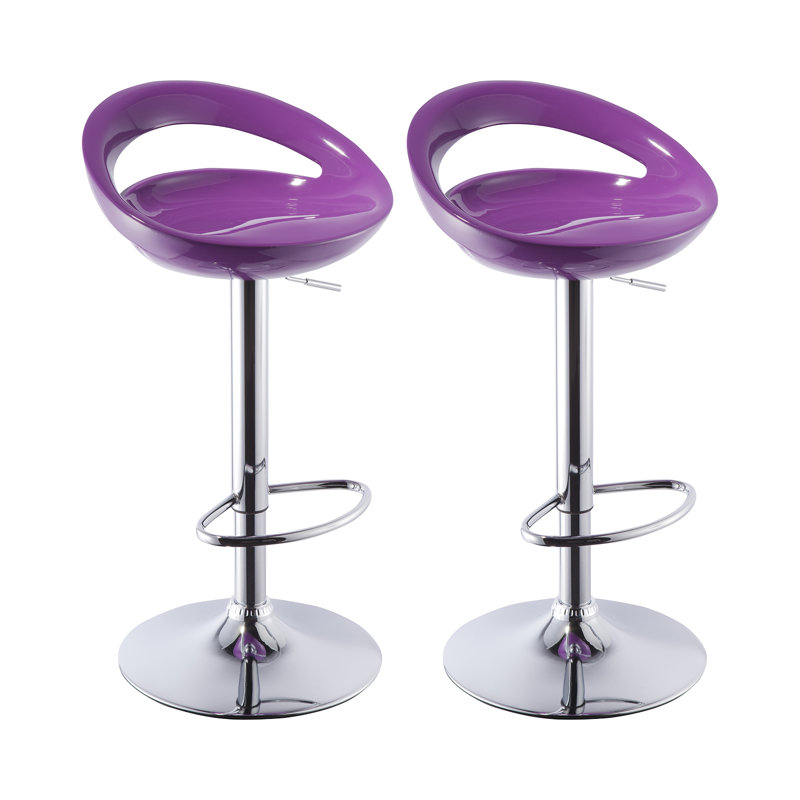 Lakisha Swivel Adjustable Height Counter Stool with Metal Frame, Purple