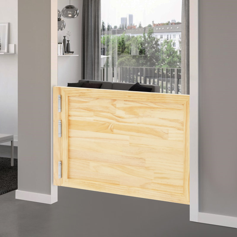 35.4X23.6" Solid Wood Partition Door For Doorways, Beige