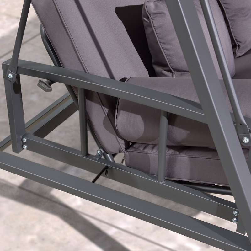 Mirga 3-seat Large Porch Swing Stand with Adjustable Backrest and Cushion and Pillows Included, Gray