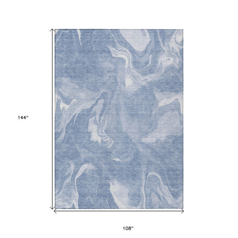 Tapis intérieur lavable abstrait bleu et bleu ciel 9 pi x 12 pi HomeRoots