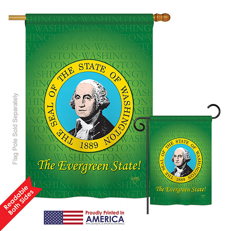 Ensemble de 2 drapeaux en polyester vertical 2 côtés washington american statements