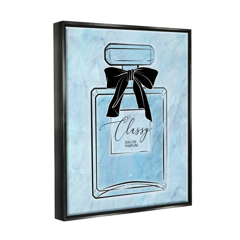 Ba-770-Floater Classy Blue Perfume par Martina Pavlova, Cadre flottant noir de jais, H 20 po x l 16 po