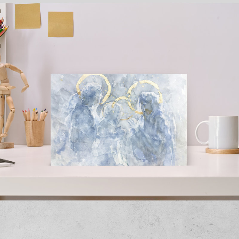 Golden Angels Whisper Abstract Contemporary Ethereal Wall Art Print 1 Piece Wrapped Canvas Wall Art, 30.48cm H x 45.72cm W