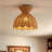 1 - Light Rattan Dome Semi Flush Mount Ceiling Light