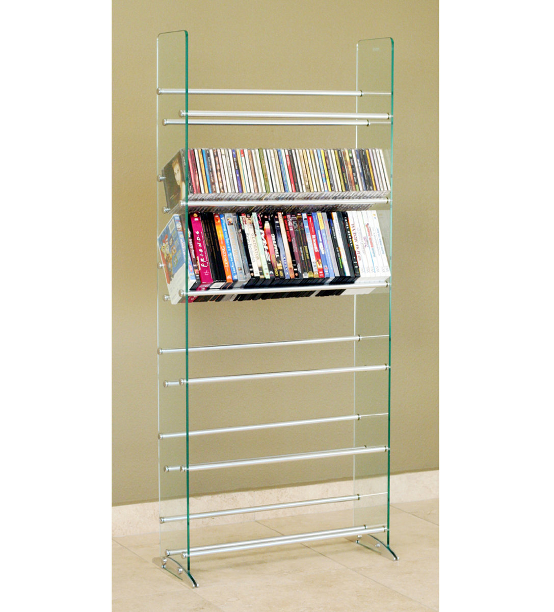 Symple Stuff Glass DVD/CD Rack for Storage 336 CDs 234 DVDs & Reviews ...