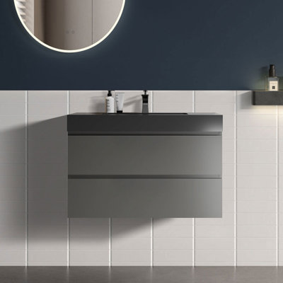 Meuble-lavabo simple 36 po avec surface solide et trop-plein, 36 po, pré-assemblé