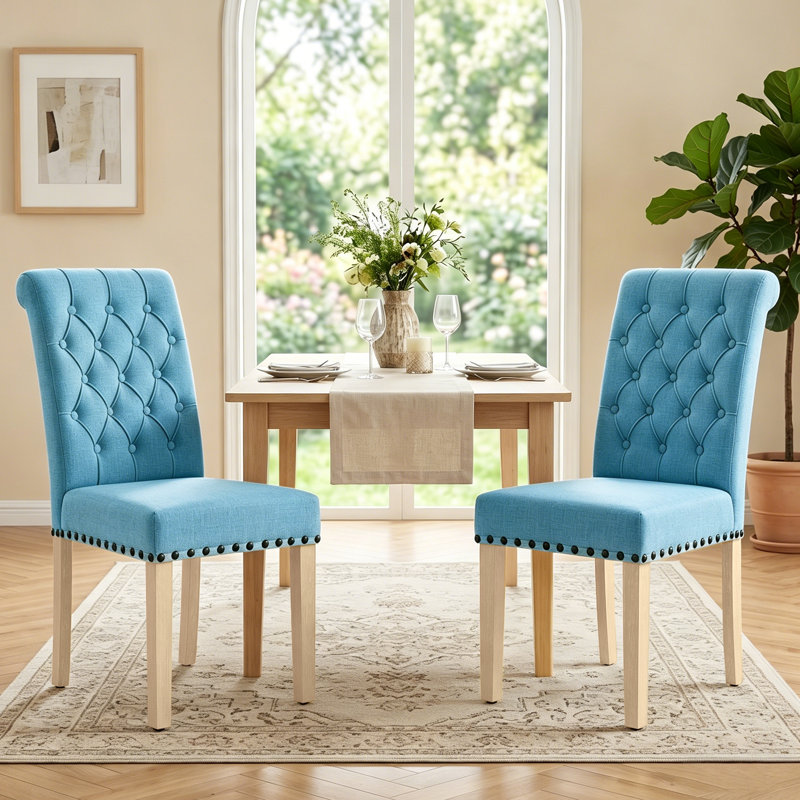 Chaises de salle à manger rembourrées Amby, Bleu pâle