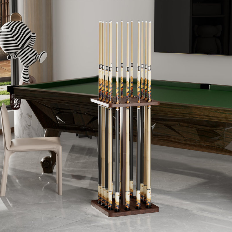 Porte-bâtons de billard rotatif à 360 degrés, porte-queues de billard, porte-queues de billard sur pied jusqu'à 16 bâtons, organisateur de rangement pour queues de billard en bois naturel