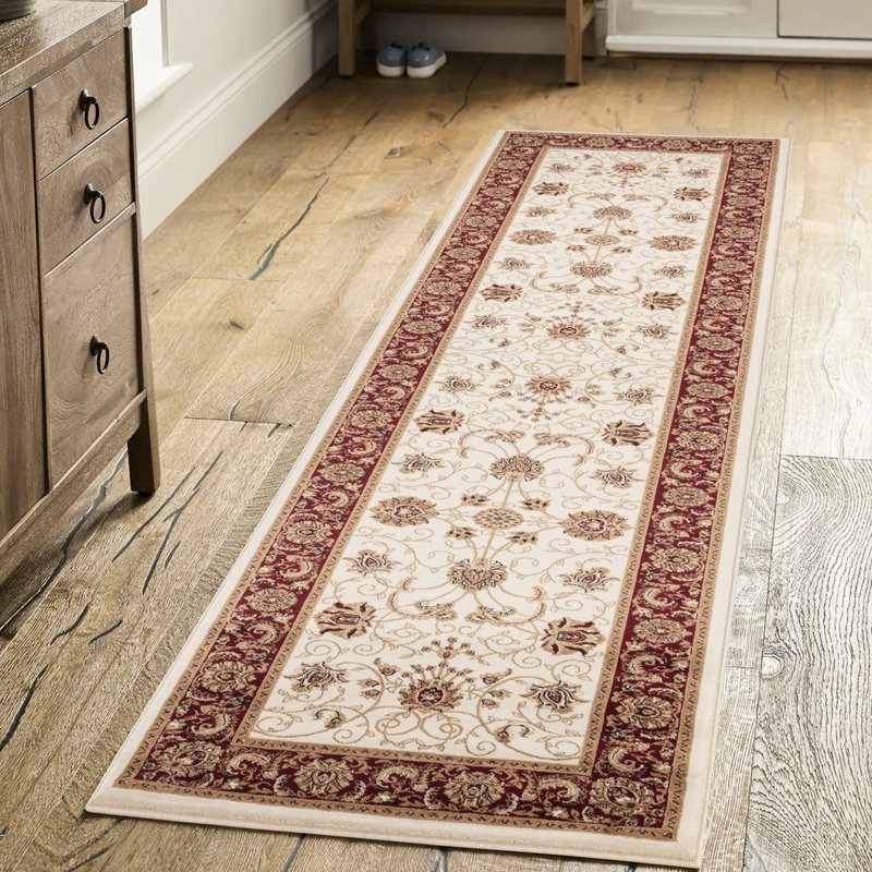 Tapis de couloir de luxe Stain, 2 pi 7 po X 9 10 po, tissé à la machine, style traditionnel orné classique, 100% polypropylène, envers en jute, idéal pour les endroits très fréquentés, fabriqué à la machine avec des motifs,