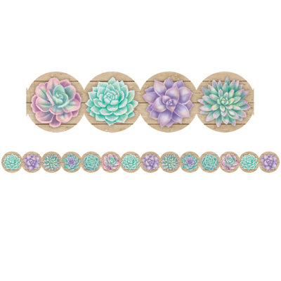 Teacher Created Resources Rustic Bloom Succulents Die-Cut Border Trim