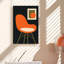 Chaise Mid-Century orange Eames avec impression d'art abstrait sur toile rétro-532819407