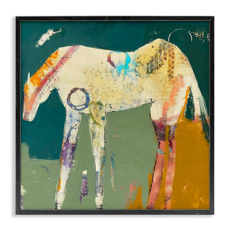 Into The Mystic Horse, estampe numérique, design par Dianna Fritzler, H 12 po x l 12 po, Giclée encadrée noir minuit
