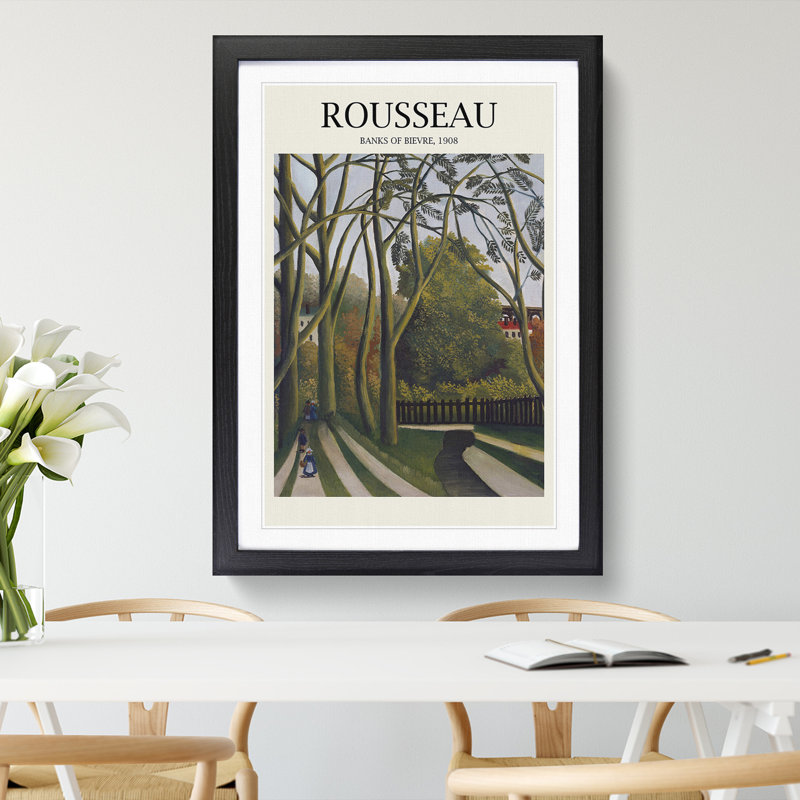 The Banks of the Bievre by Henri Rousseau - Picture Frame Painting, Black Framed, 36cm H x 27cm W x 2cm D