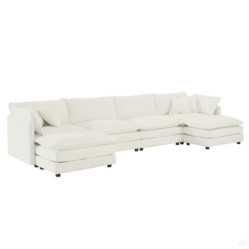 Canapé Comfort U, Chenille blanche