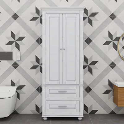 High Storage Cabinet With Two Convenient Drawers