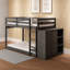 Lit superposé simple / gris avec 4 tiroirs et 3 compartiments ouverts, système de lattes, garde-corps fixe et facile d'accès, sans sommier ni matelas, fait de lit en pin, gris, tiroirs, côtés en métal
