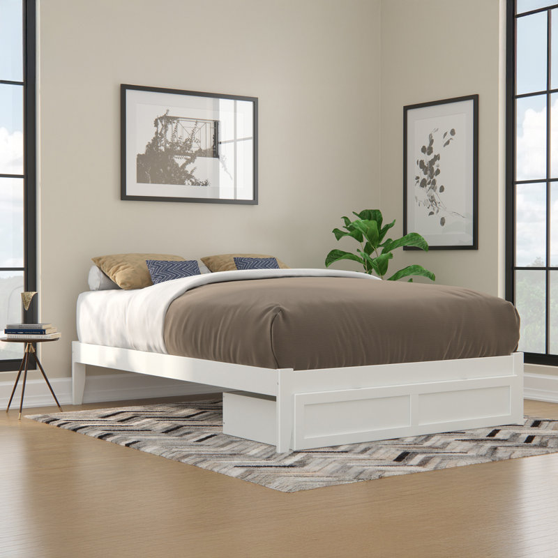 Aayanna Solid Wood Platform Storage Bed, Queen, White