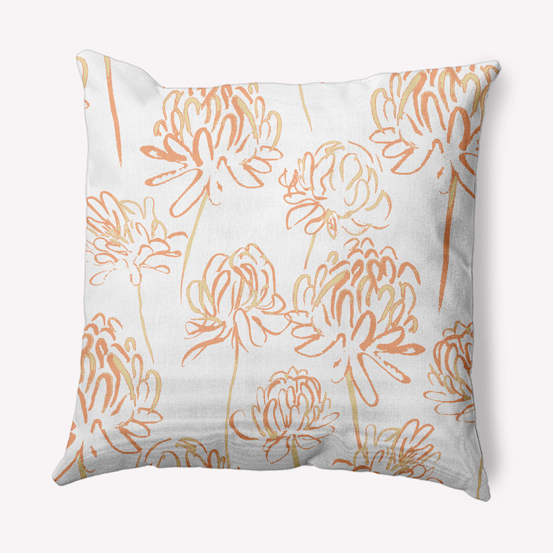 Floral Reversible Throw Pillow, Orange, 16" x 16", Floral 2